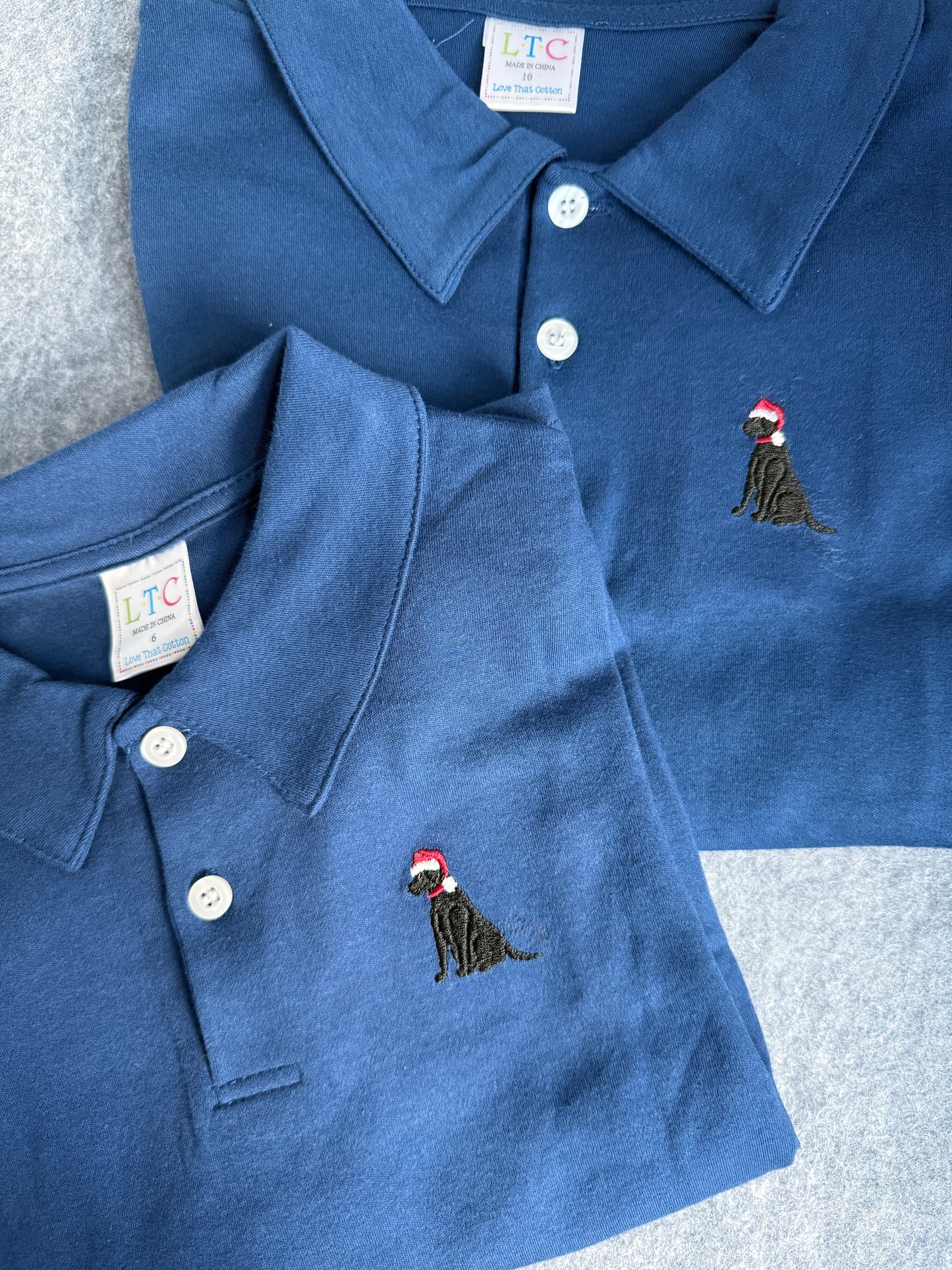 Black Lab Santa Embroidered Collared Shirt