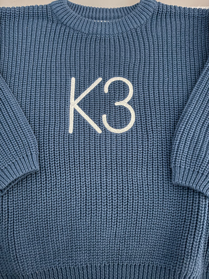 Custom Name  Navy Knit Sweaters