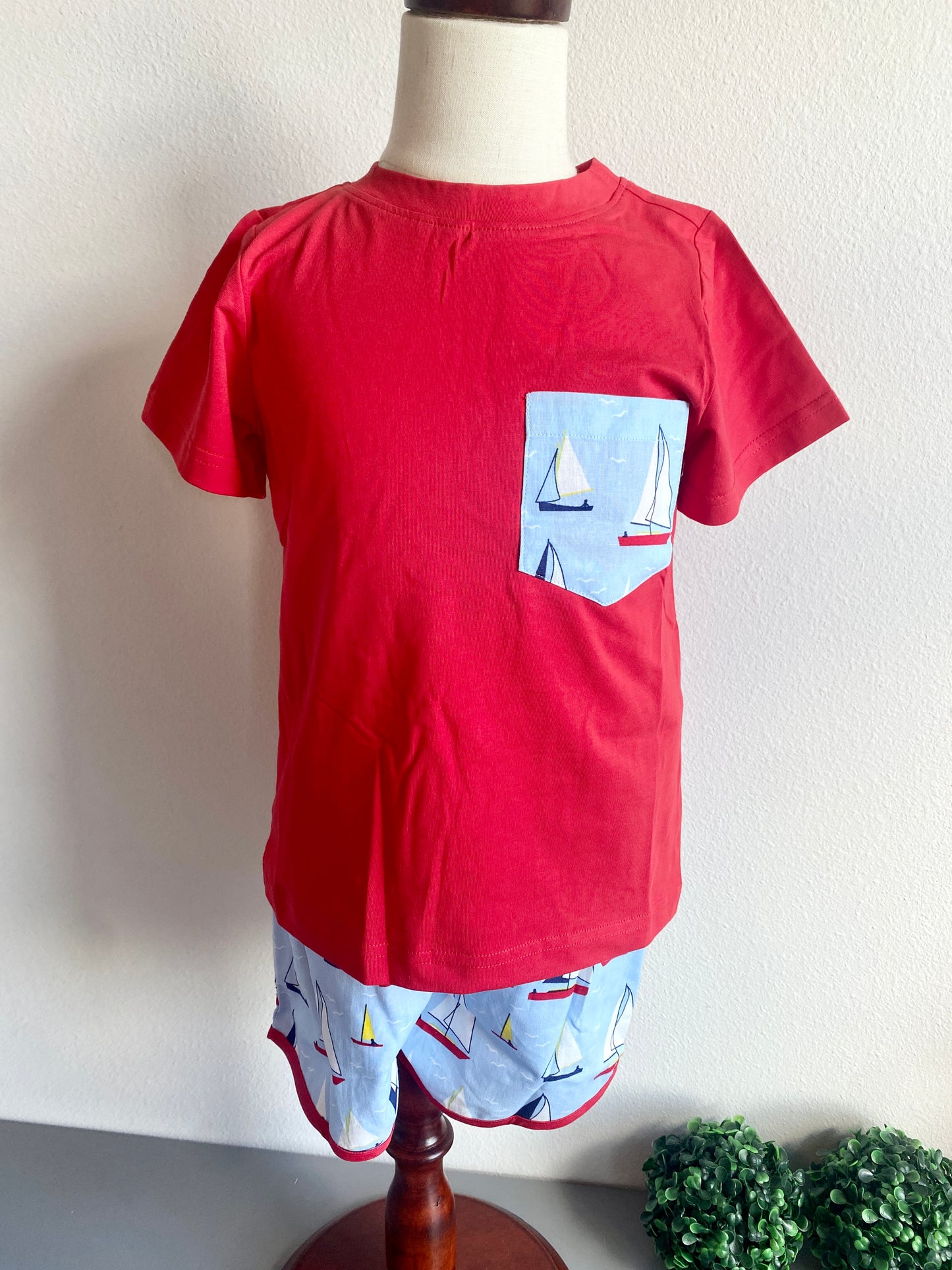 Red Sailboat Short Set