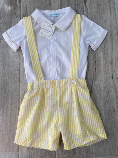 Seersucker Suspender Short Set