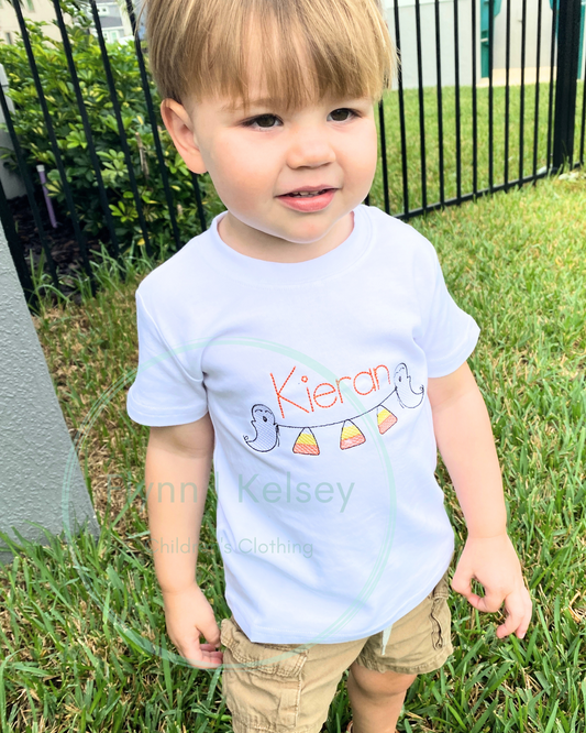 Hey Boo Sketch Embroidery Kids Shirts