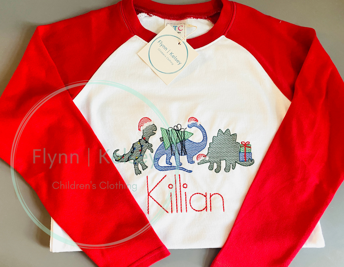 Dino Holiday Embroidered Shirt