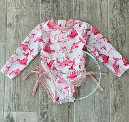 Pink Watercolor Whales Swimsuit