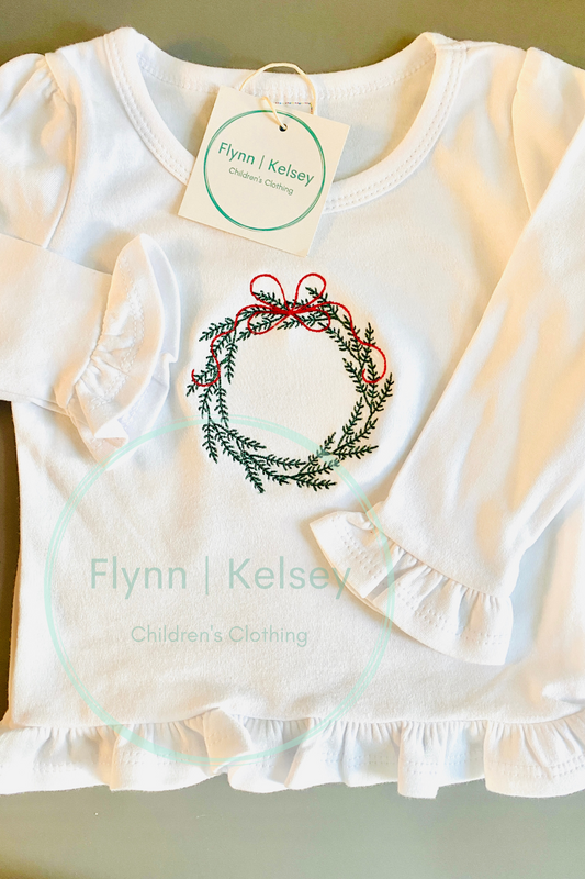 Wreath Embroidered Shirt: TAT 2 Weeks